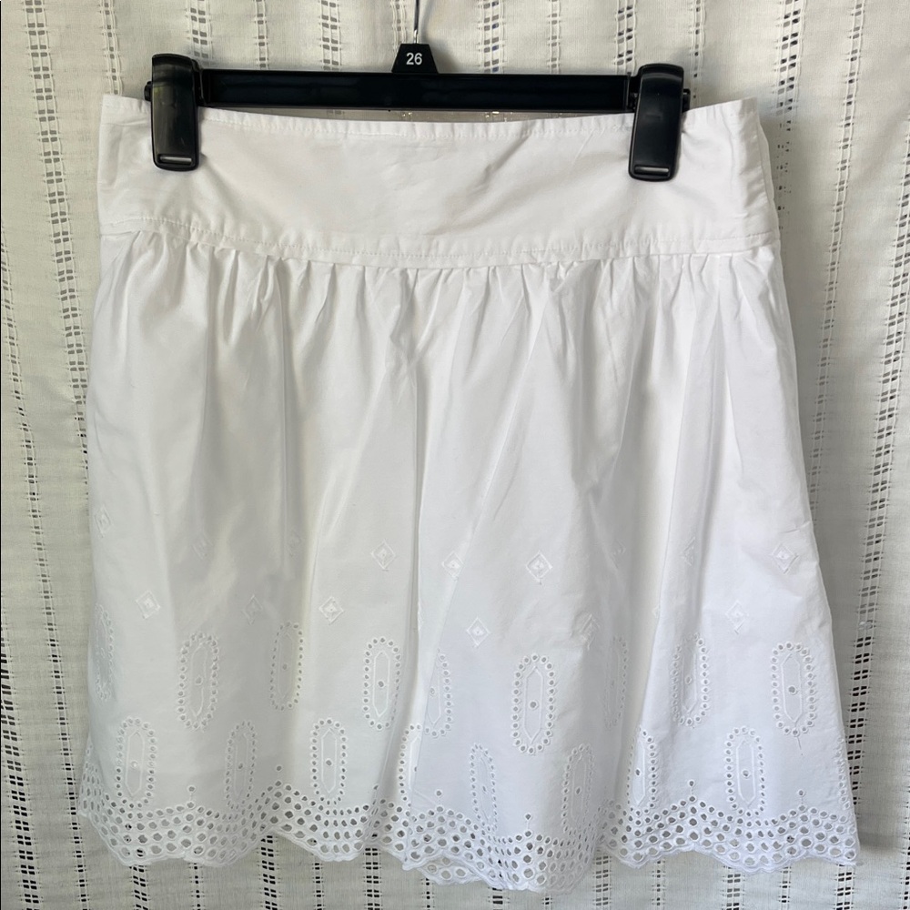 LOFT White Cotton Eyelet Skirt Size 8